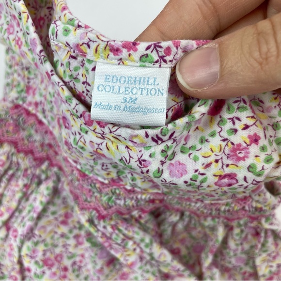 Edgehill Collection Pink Green Yellow Floral Dress Girl Size 3 Months - Picture 2 of 8